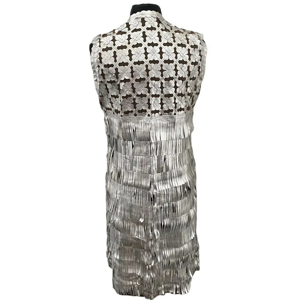 Belgin Francis Silver Leather Fringe Vest NWOT - Picture 4 of 9